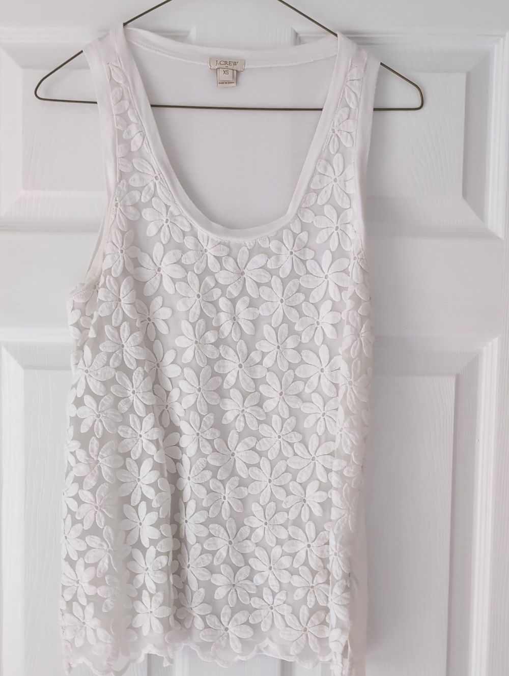 J. Crew White Floral Lace Tank Top